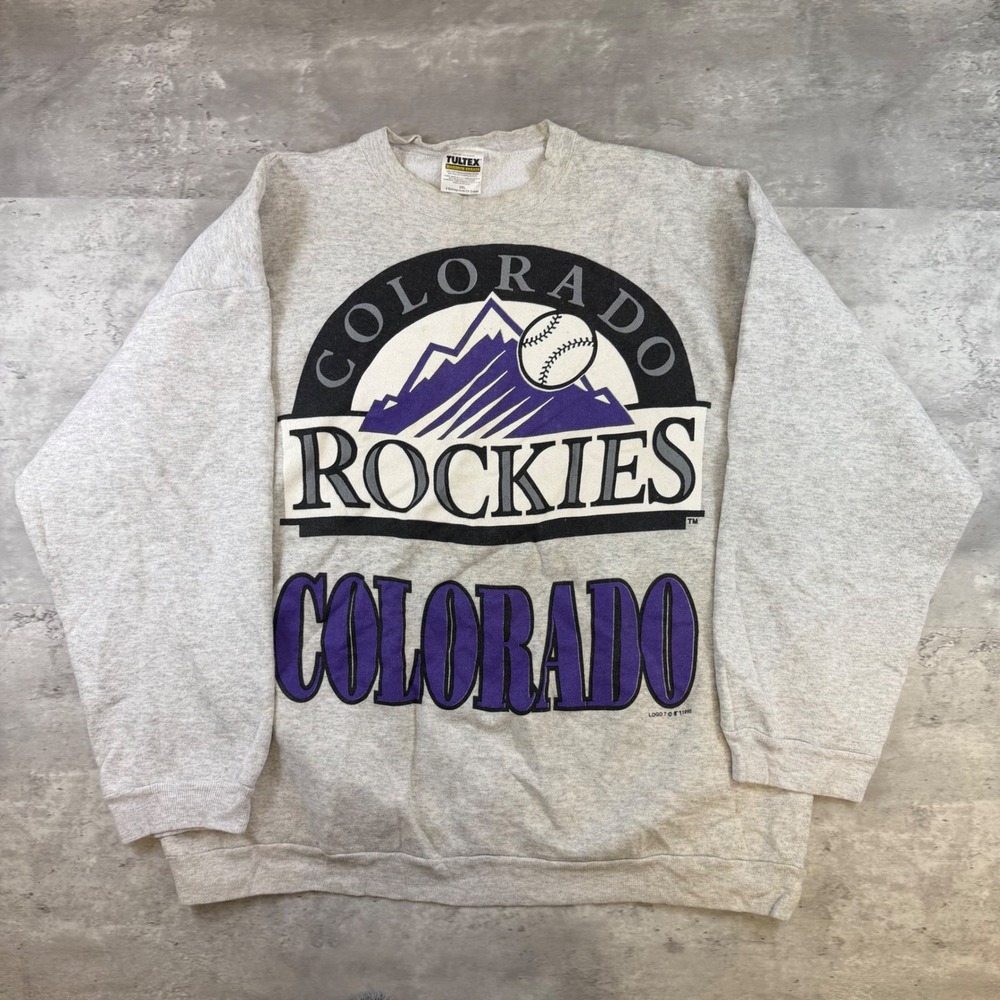Vintage 1995 Colorado Rockies Tultex Sweatshirt Mens 2XL Grey‎ MLB Logo 7 90s